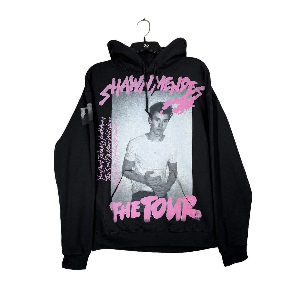 Shawn Mendes YOUTH TOUR Black Graphic Hoodie Medium